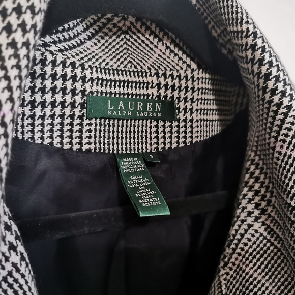 Lauren Ralph Lauren Linen Black, White and Pink Plaid Crop Jacket Size 8 - Picture 5 of 10
